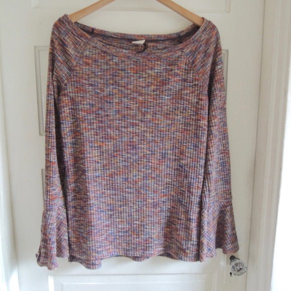 Anthro Akemi + Kim Zaka Bell Sleeve Top Purple Multicolor M - Picture 2 of 9